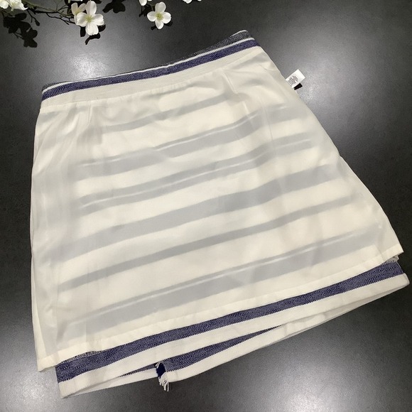 Ann Taylor LOFT Woven Cotton Blanket Short Wrap Skirt Stripes Fringe - Picture 13 of 16